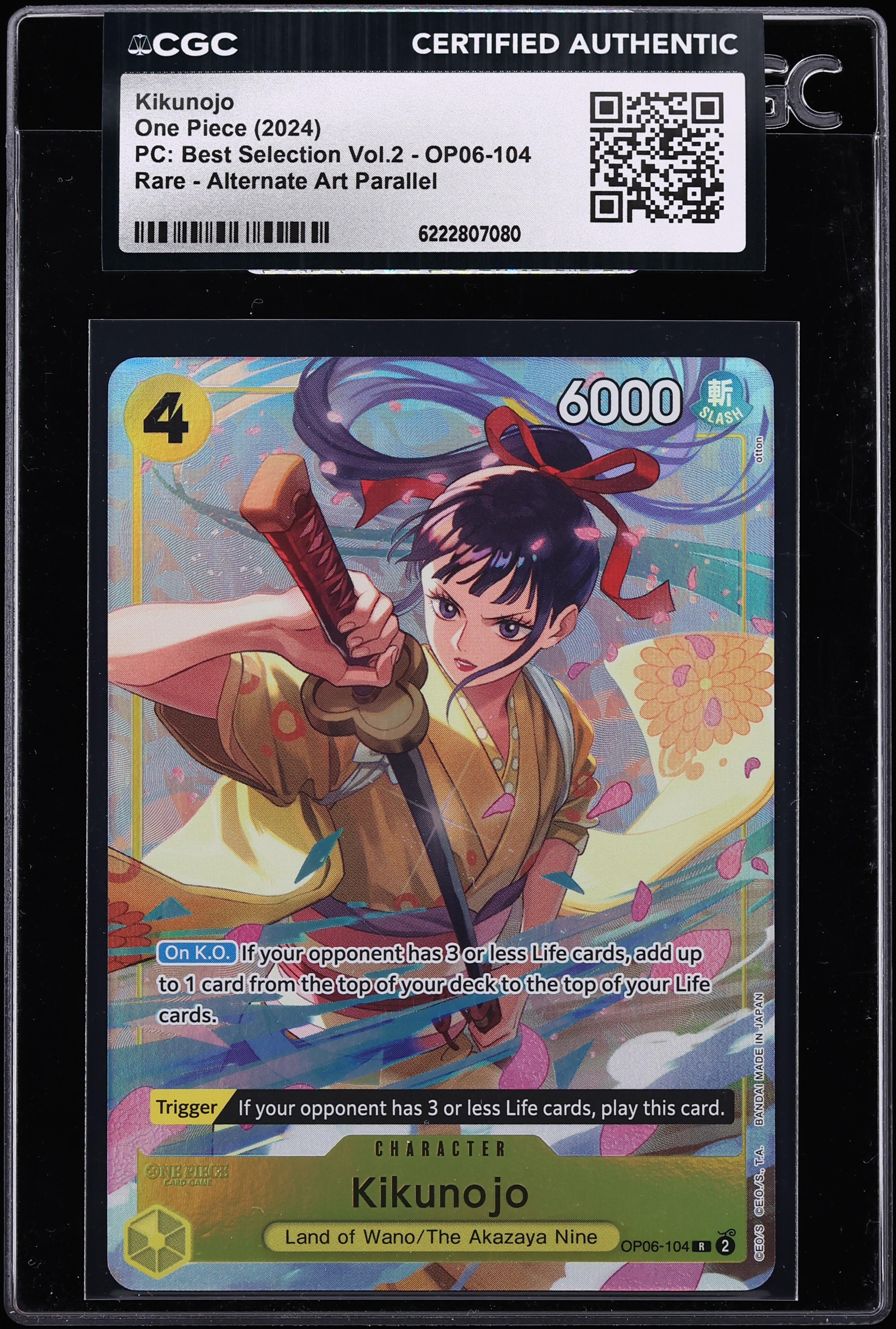 2024 One Piece Premium Collection Best Vol.2 Alt Art Kikunojo #OP06-104 CGC AUTH