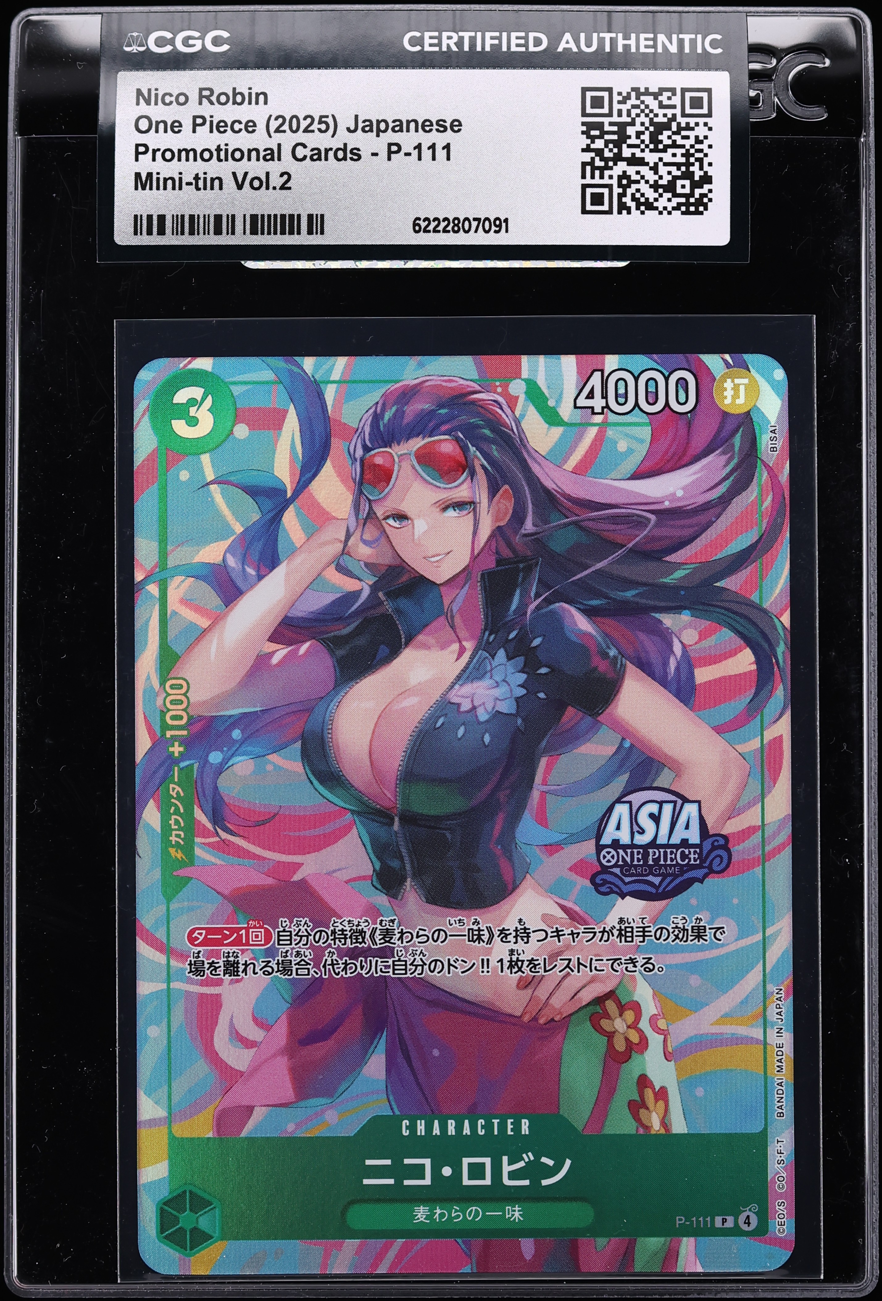 2025 One Piece Japanese Promo Mini Tin Vol.2 Nico Robin #P-111 CGC AUTH