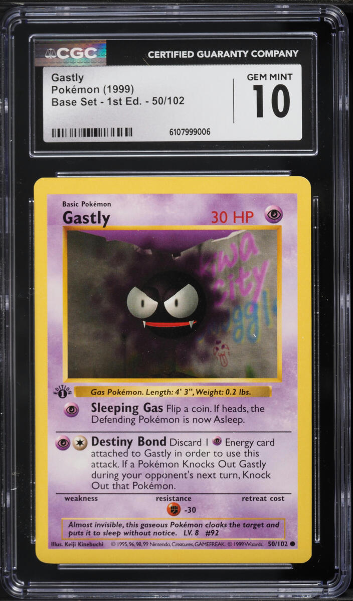 1999 Pokemon Base Set Shadowless 1st Edition Gastly #50 CGC 10 GEM MINT
