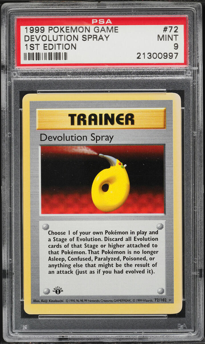 1999 Pokemon Base Set Shadowless 1st Edition Devolution Spray #72 PSA 9 MINT