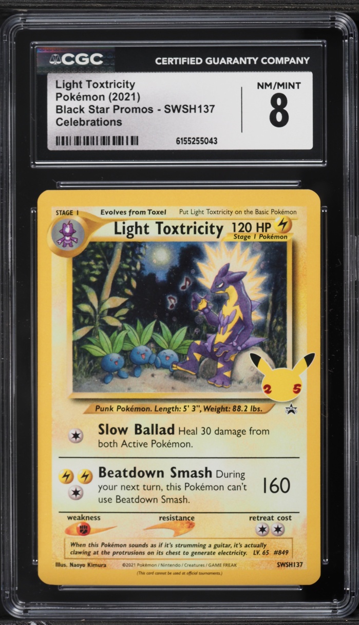 2021 Pokemon Sword & Shield Black Star Promo Celebrations Light Toxtricity #SWSH137 CGC 8 NM-MT