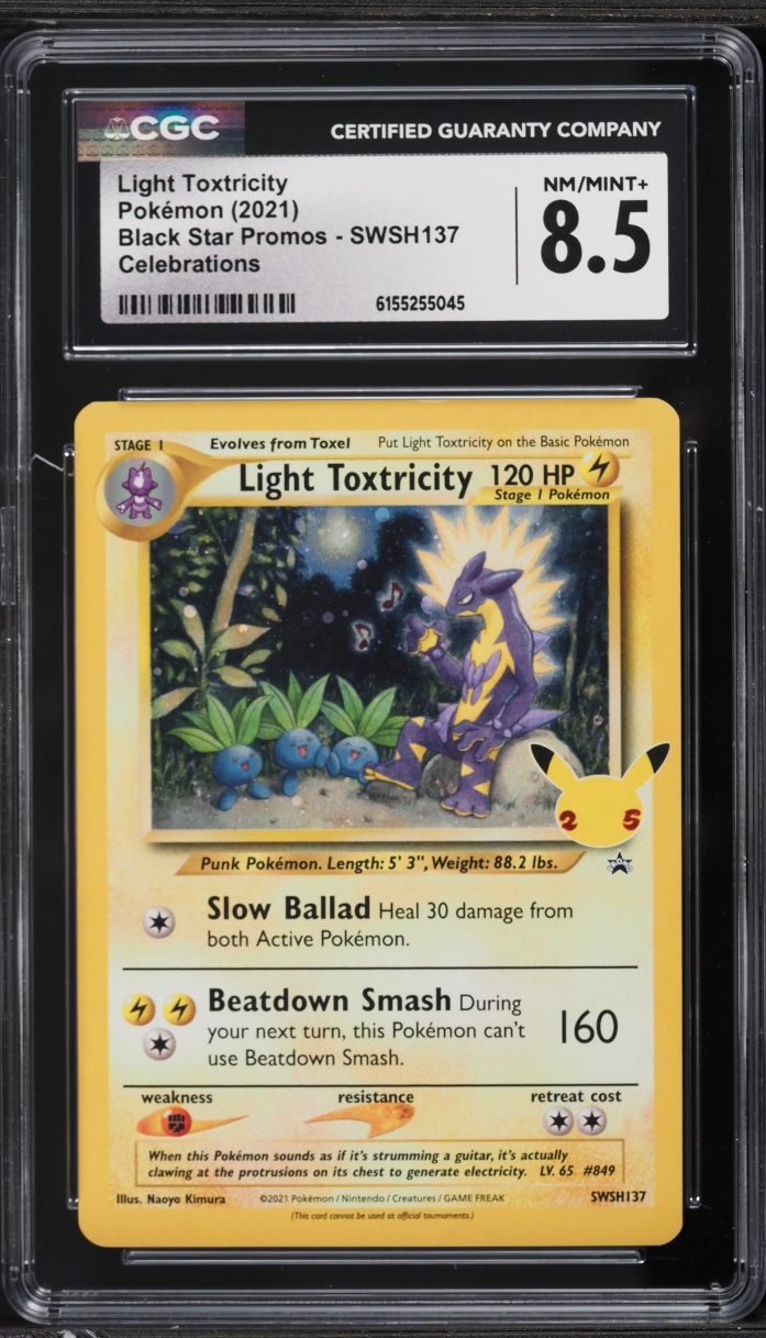 2021 Pokemon Sword & Shield Black Star Promo Celebrations Light Toxtricity #SWSH137 CGC 8.5