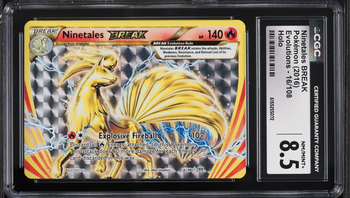 2016 Pokemon XY Evolutions Holo Ninetales BREAK #16 CGC 8.5 NM-MT+