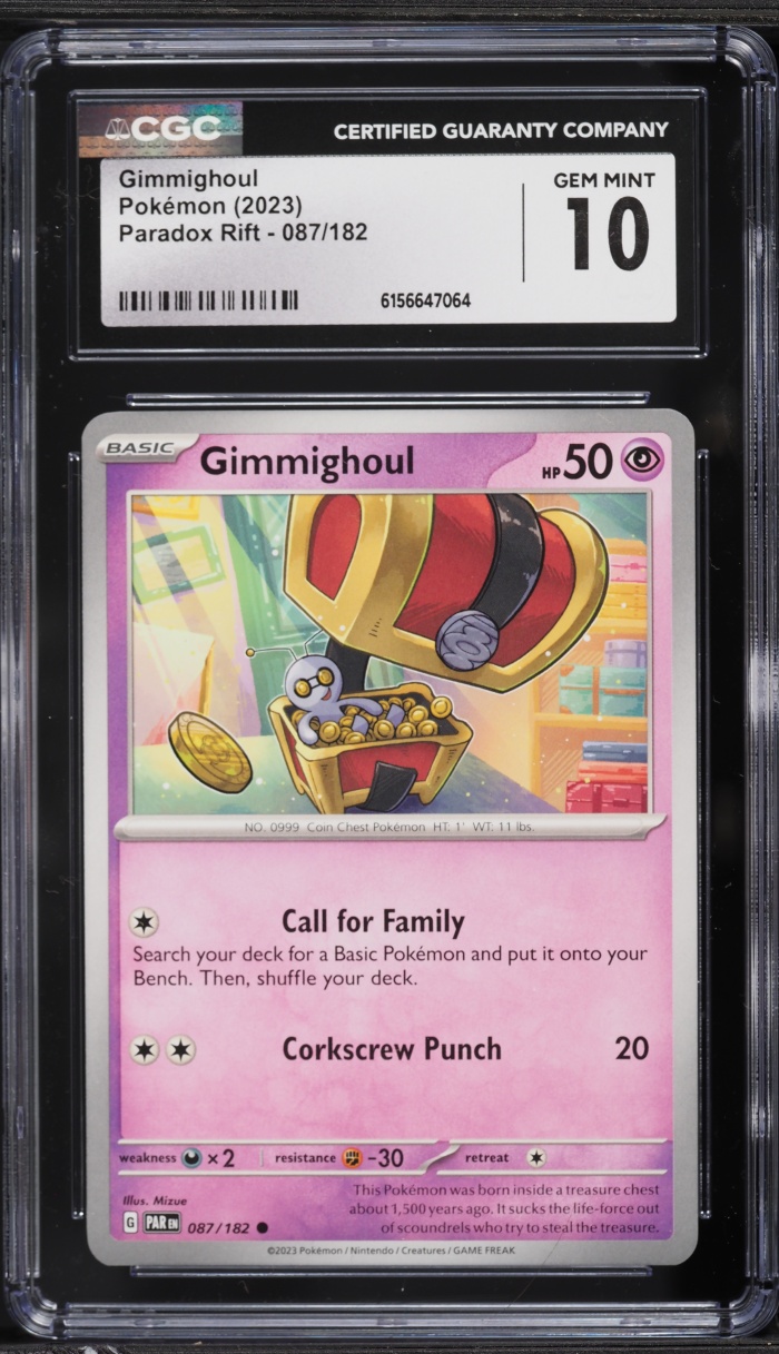 2023 Pokemon Scarlet & Violet Paradox Rift Gimmighoul #087 CGC 10 GEM MINT
