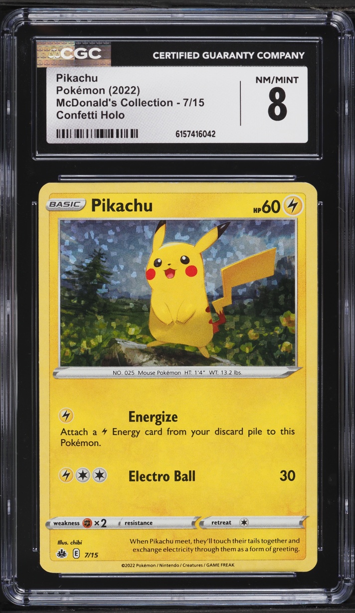 2022 Pokemon Sword & Shield McDonald's Collection Confetti Holo Pikachu #7 CGC 8 NM-MT