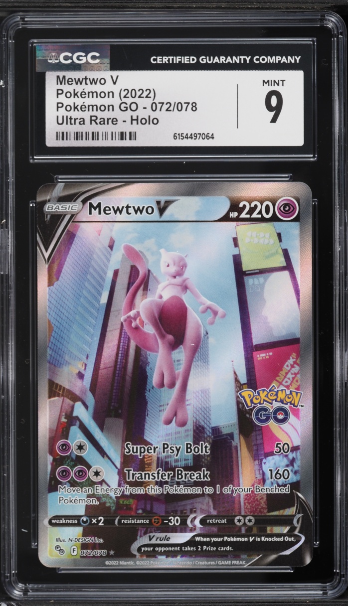 2022 Pokemon Sword & Shield GO Alt Art Mewtwo V #72 CGC 9 MINT