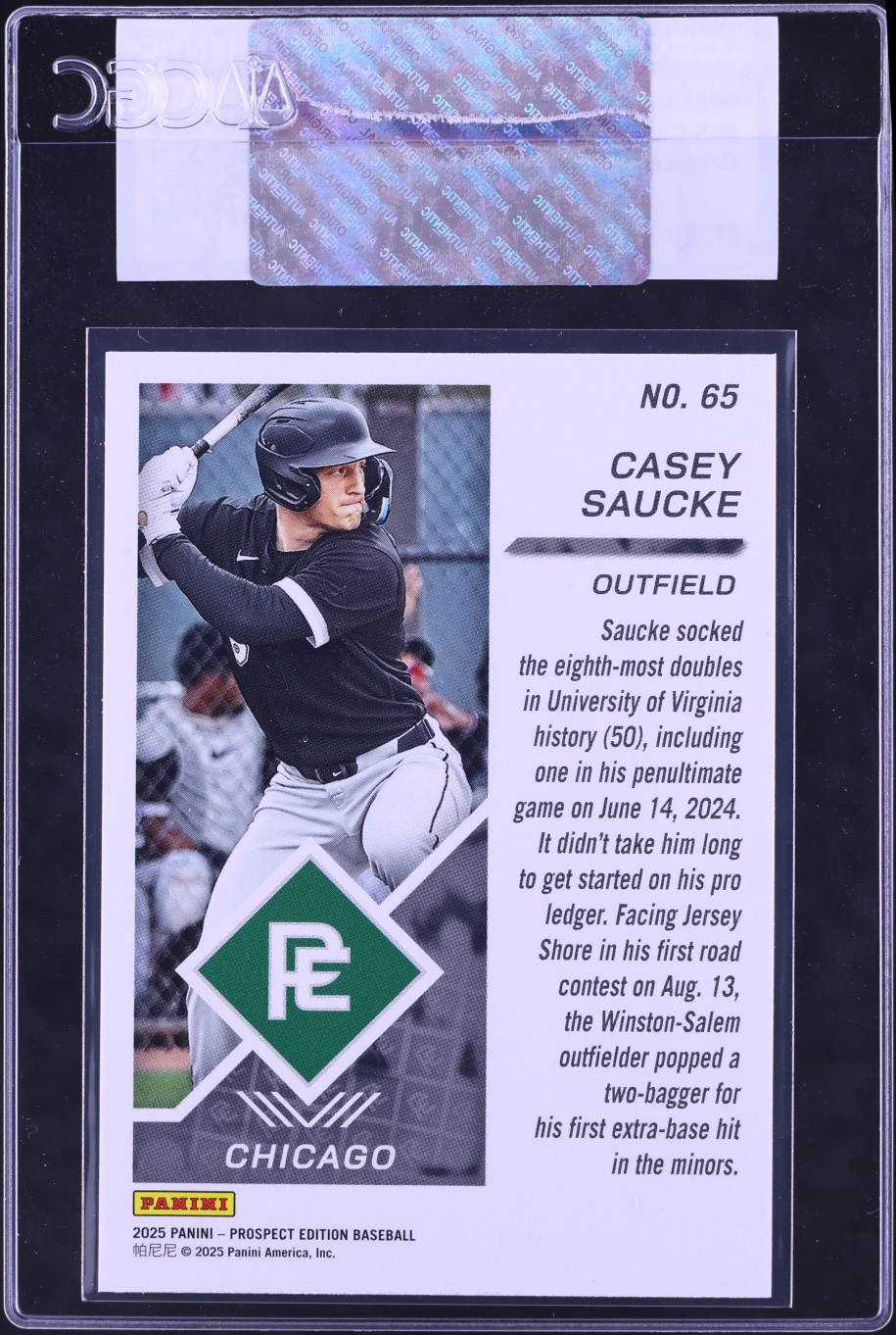 2025 Panini Prospect Edition Bronze Casey Saucke ROOKIE /199 #65 CGC AUTH
