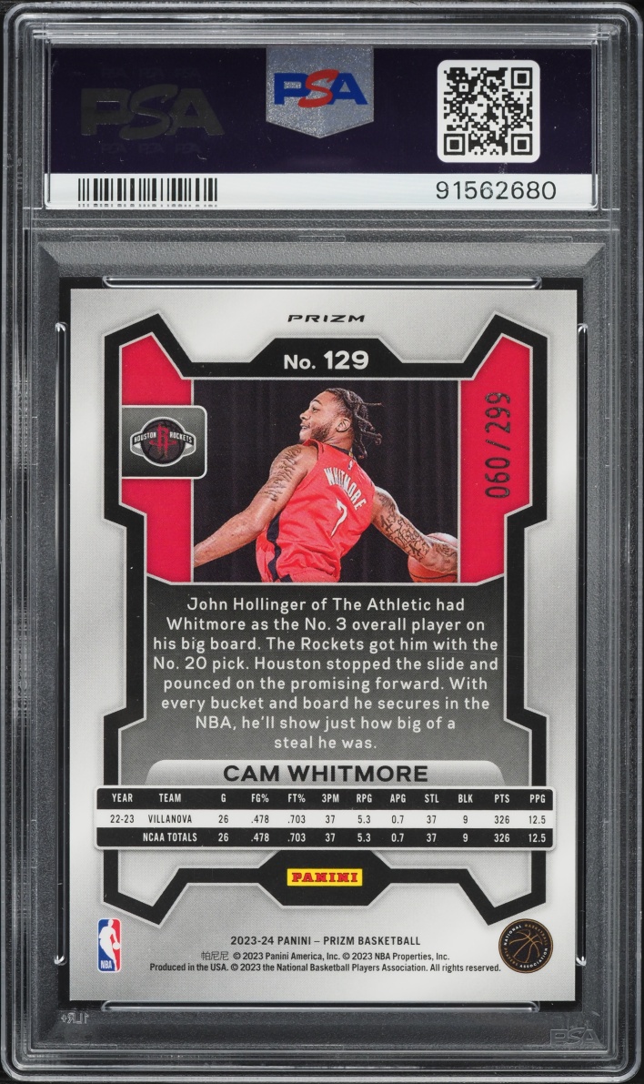 2023 Panini Prizm Red Cam Whitmore ROOKIE /299 #129 PSA 10 GEM MINT