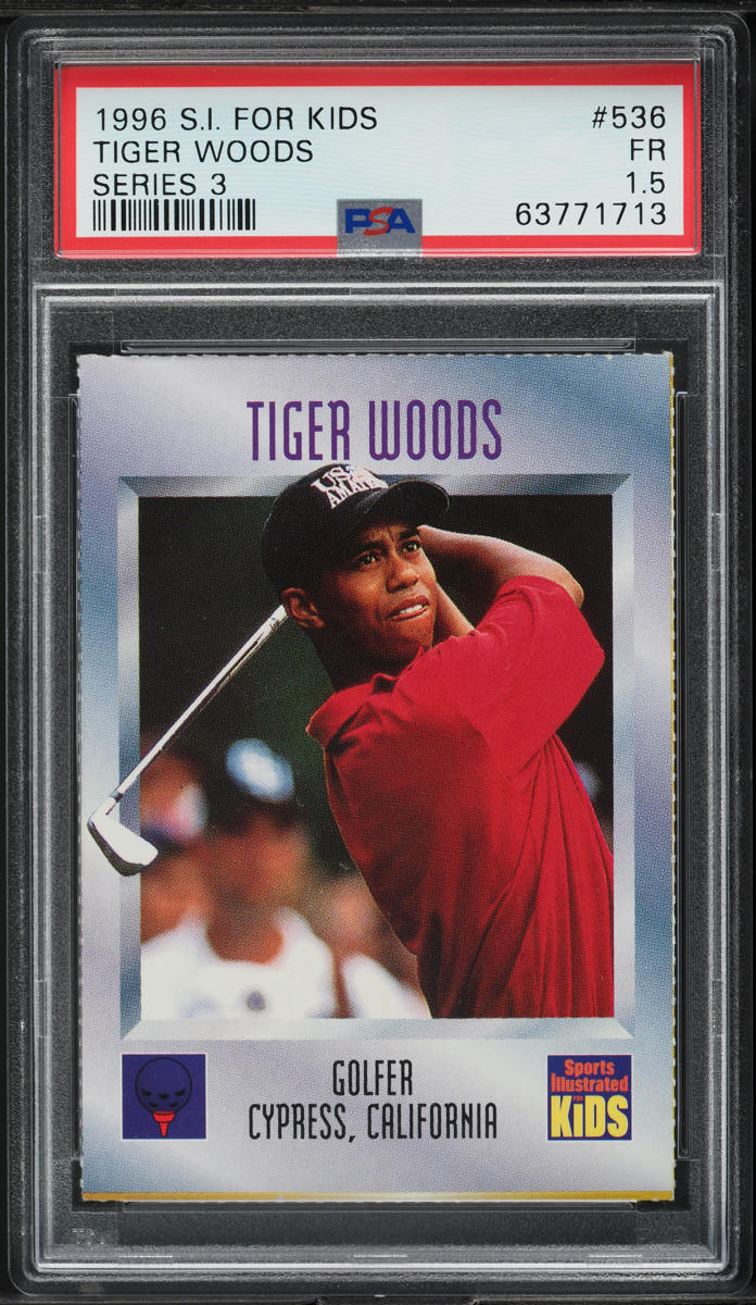 1996 Sports Illustrated For Kids Series 3 Tiger Woods ROOKIE #536 PSA 1.5 FR