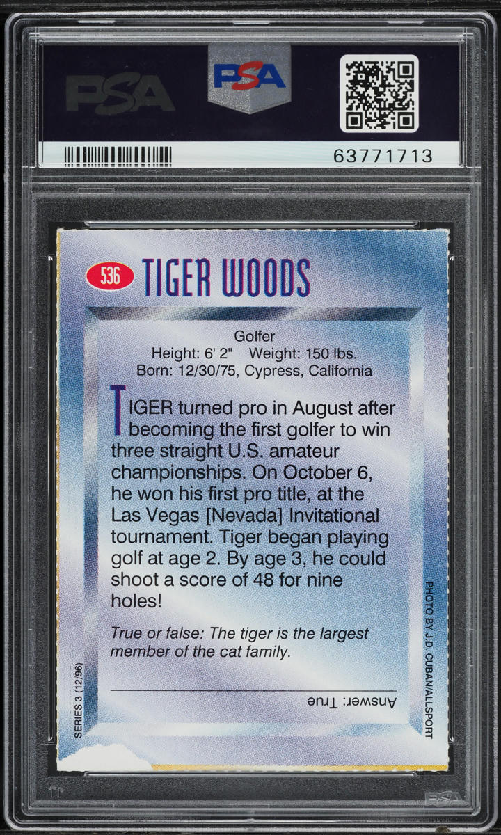 1996 Sports Illustrated For Kids Series 3 Tiger Woods ROOKIE #536 PSA 1.5 FR