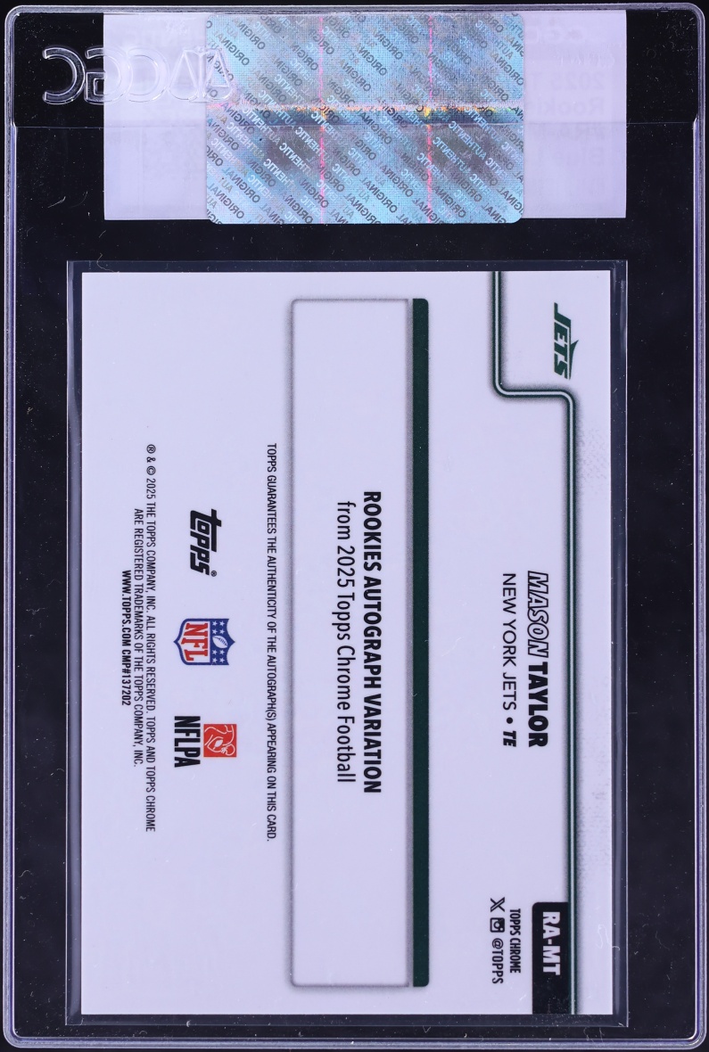 2025 Topps Chrome Blue Lava Refractor Mason Taylor ROOKIE AUTO /150 #RA-MT CGC AUTH