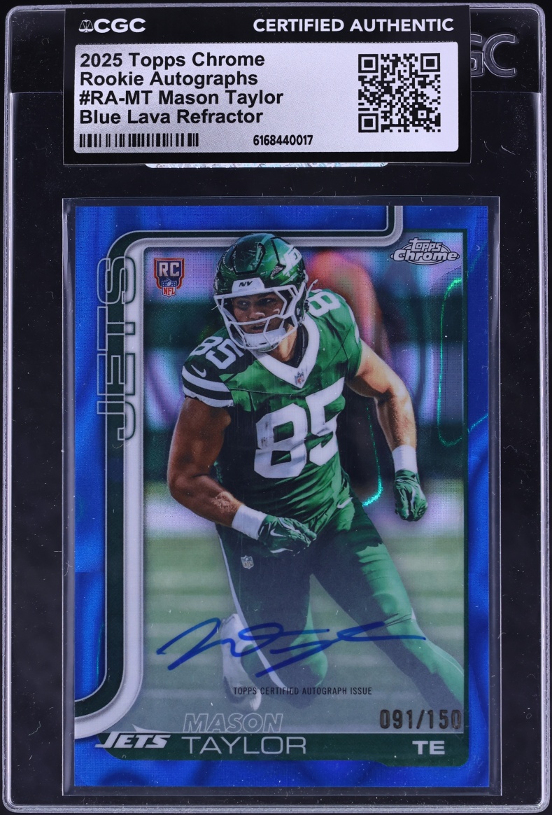 2025 Topps Chrome Blue Lava Refractor Mason Taylor ROOKIE AUTO /150 #RA-MT CGC AUTH