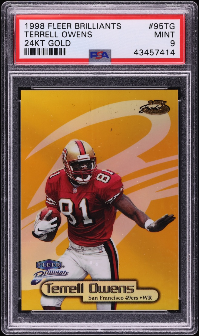 1998 Fleer Brilliants 24kt Gold Terrell Owens /24 #95TG PSA 9 MINT - Photo 1