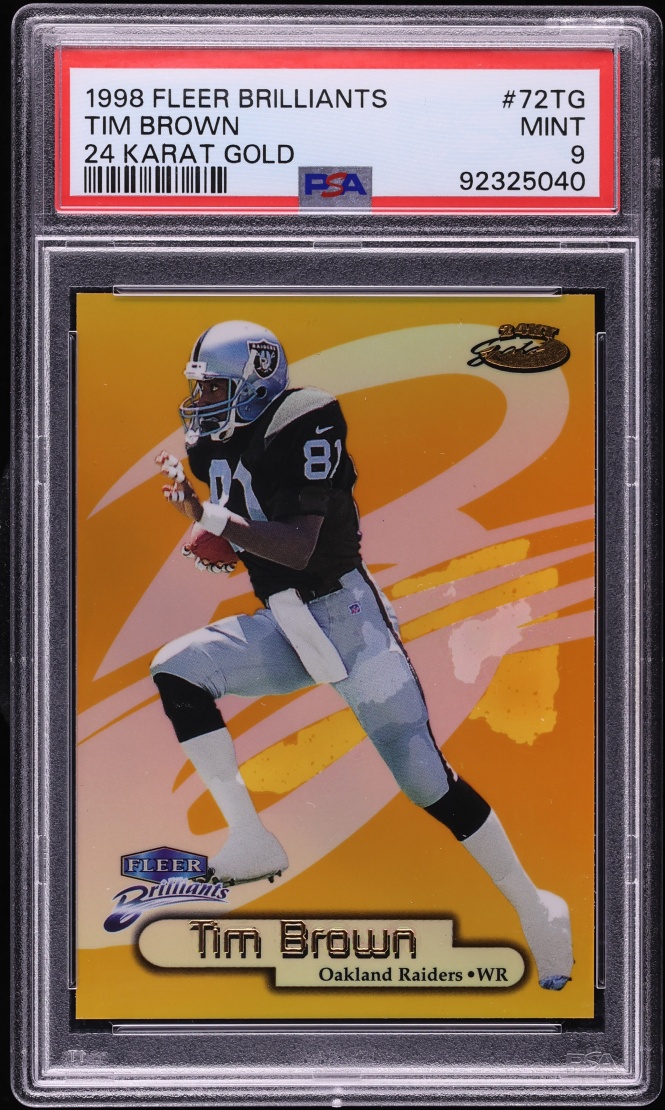 1998 Fleer Brilliants 24-Karat Gold Tim Brown /24 #72TG PSA 9 MINT - Photo 1