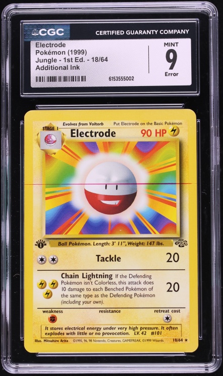 1999 Pokemon Jungle 1st Edition Error Electrode #18 CGC 9 MINT