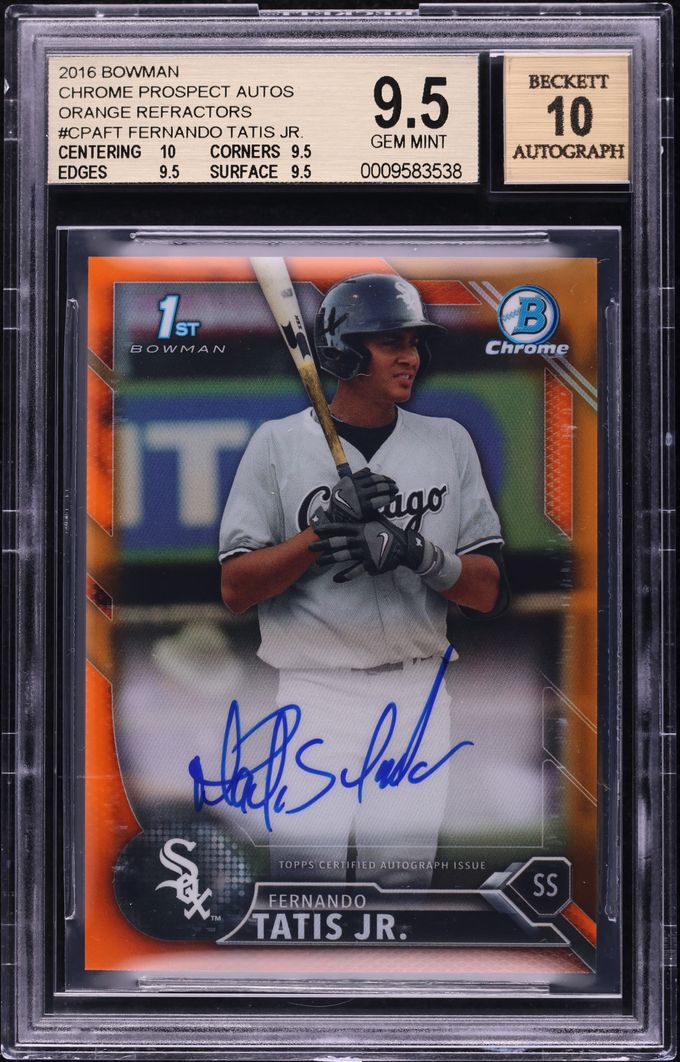 2016 Bowman Chrome Orange Refractor Fernando Tatis Jr. PROSPECT AUTO /25 BGS 9.5