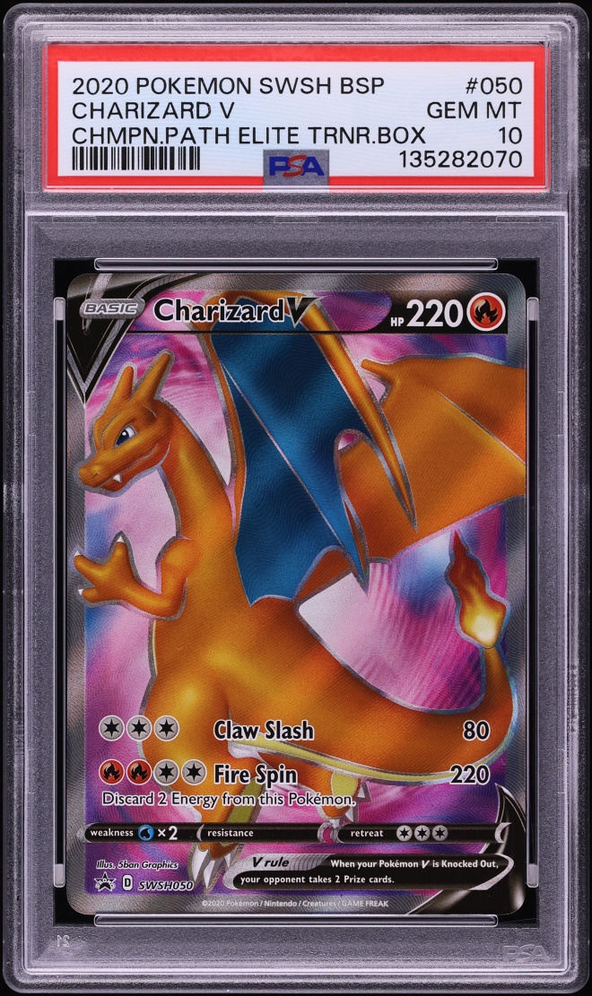 2020 Pokemon Sword & Shield Promo Champion's Path ETB Full Art Charizard V #SWSH050 PSA 10 GEM