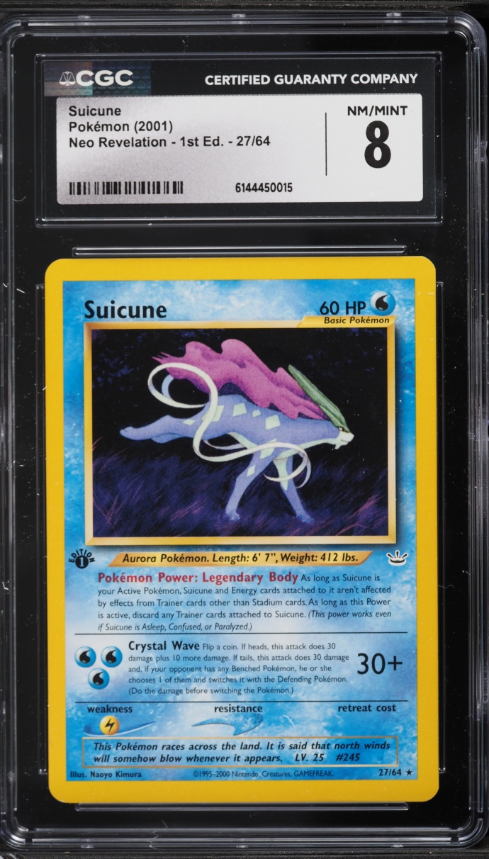 2001 Pokemon Neo Revelation 1st Edition Suicune #27 CGC 8 NM-MT