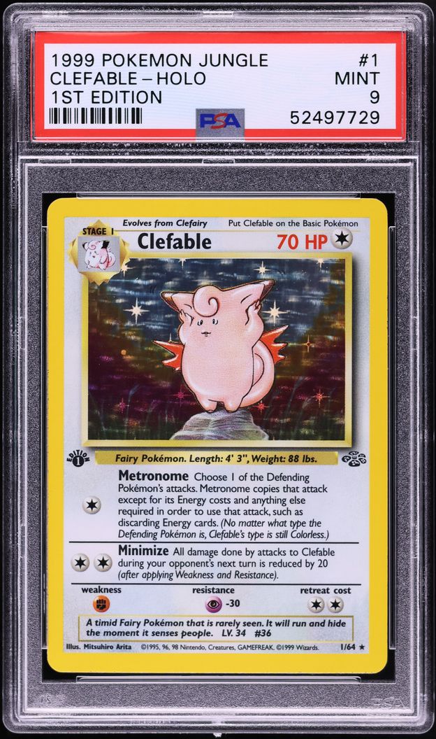 1999 Pokemon Jungle 1st Edition Holo Clefable #1 PSA 9 MINT