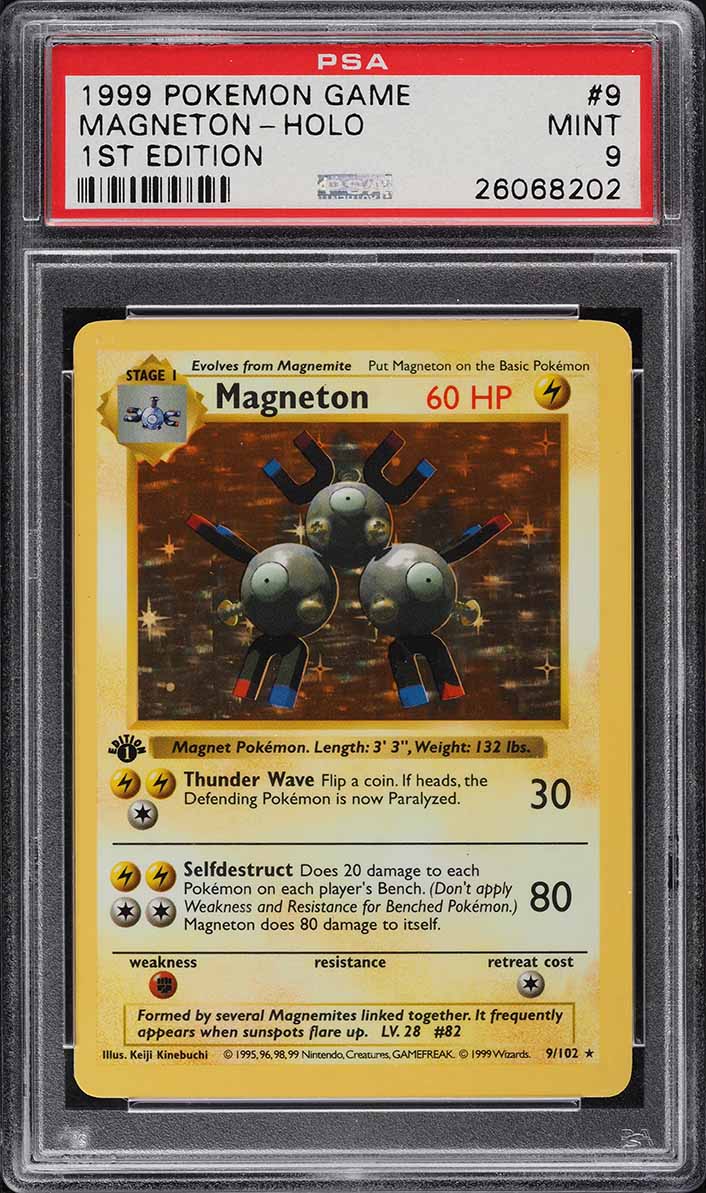 1999 Pokemon Base Set Shadowless 1st Edition Holo Magneton #9 PSA 9 MINT