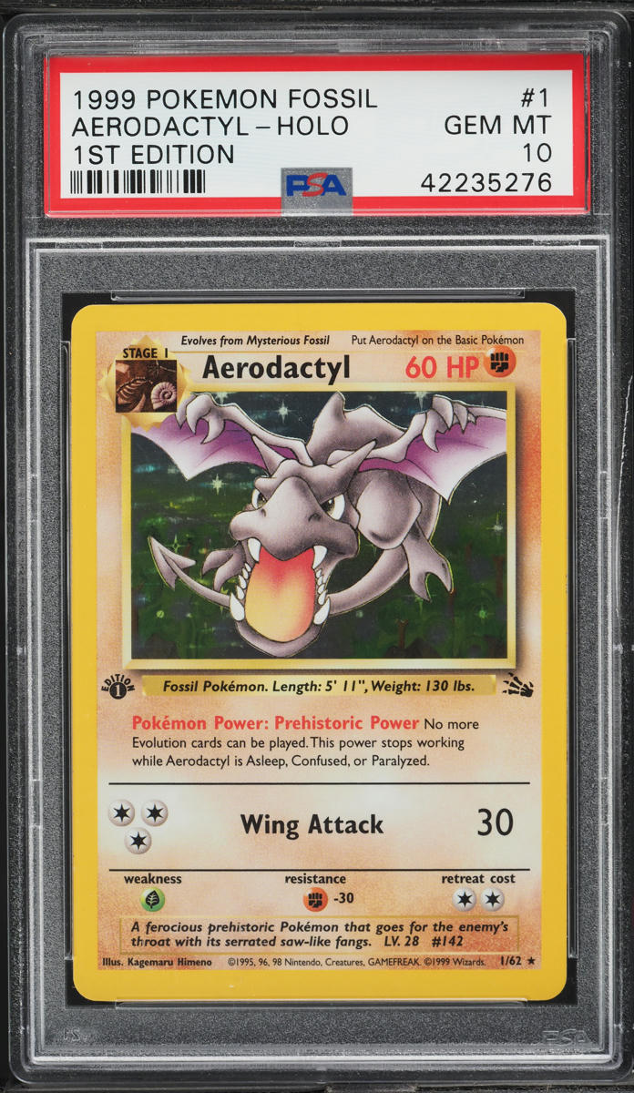 1999 Pokemon Fossil 1st Edition Holo Aerodactyl #1 PSA 10 GEM MINT
