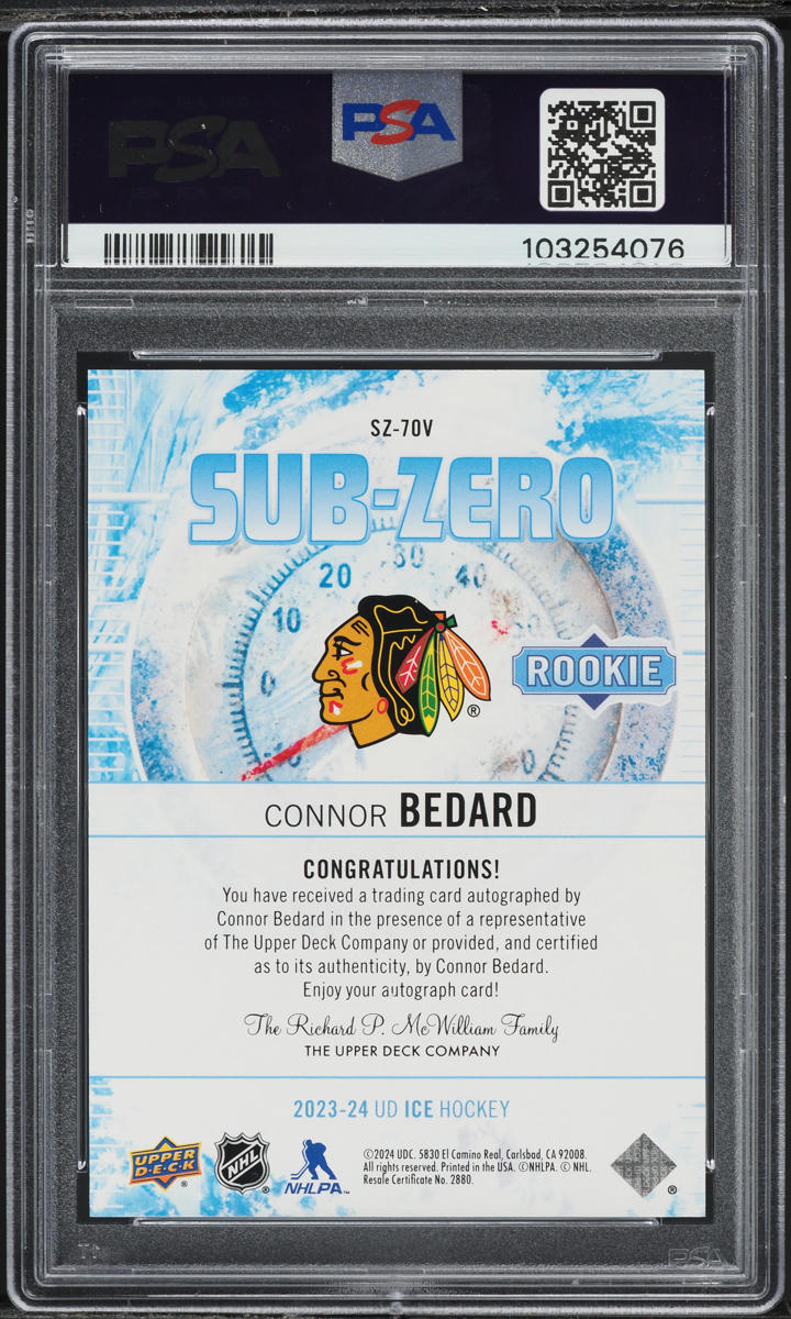 2023 Upper Deck Ice Sub Zero Green Connor Bedard ROOKIE AUTO /25 PSA 10 GEM MINT