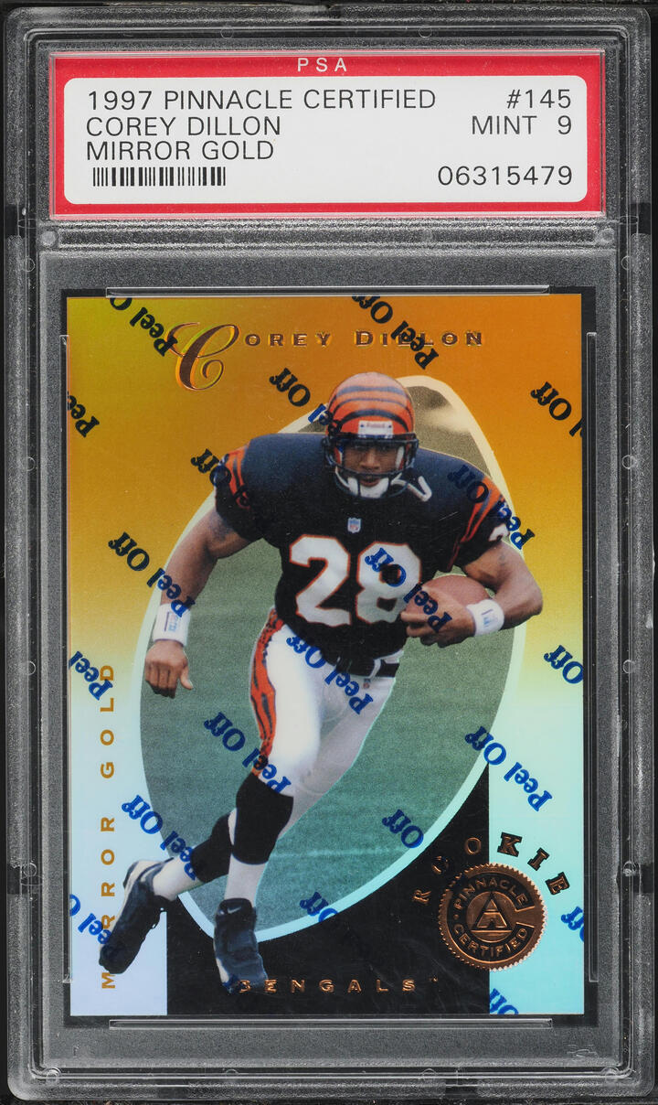 1997 Pinnacle Certified Mirror Gold Corey Dillon ROOKIE #145 PSA 9 MINT