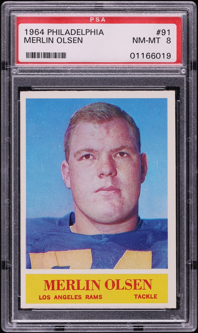 1964 Philadelphia Merlin Olsen ROOKIE #91 PSA 8 NM-MT