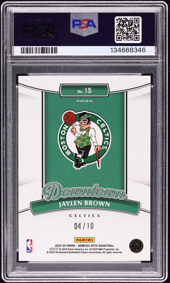 2024 Donruss Optic Downtown Gold Jaylen Brown /10 #15 PSA 10 GEM MINT