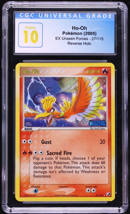 2005 Pokemon EX Unseen Forces Reverse Holo Ho-Oh #27 CGC 10 PRISTINE