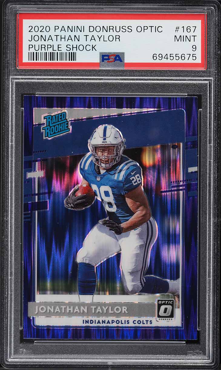 2020 Donruss Optic Purple Shock Jonathan Taylor ROOKIE #167 PSA 9 MINT