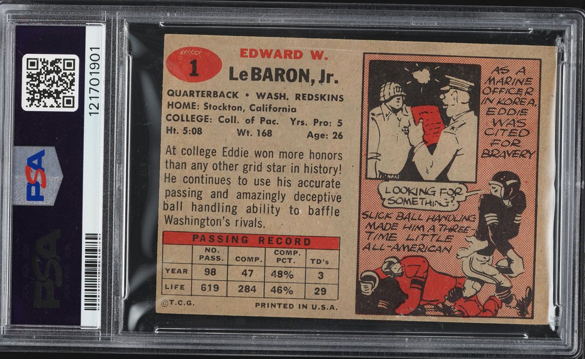 1957 Topps Football Eddie LeBaron #1 PSA 5 EX