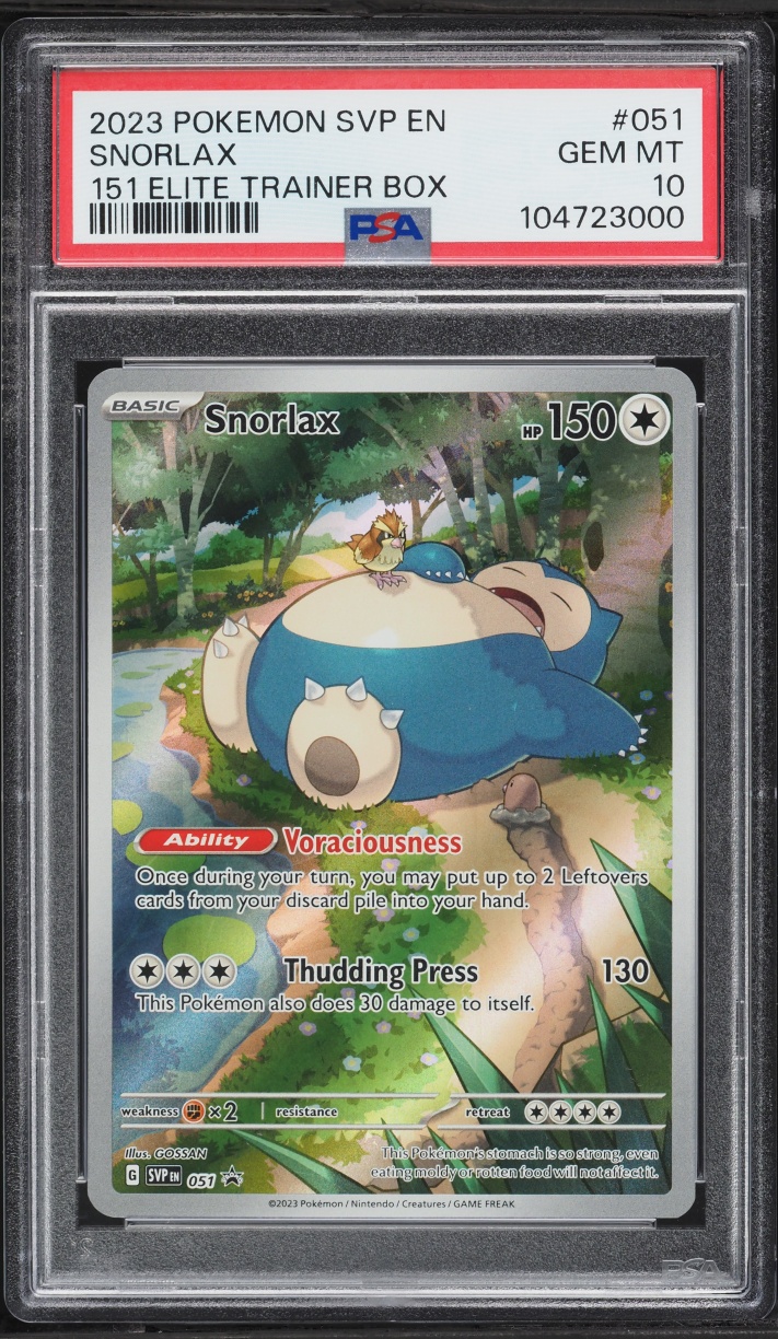 2023 Pokemon Scarlet & Violet Promo 151 ETB Full Art Snorlax #51 PSA 10 GEM MINT