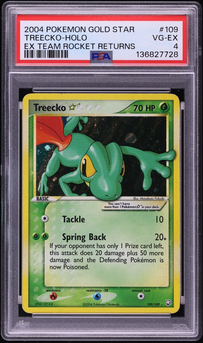 2004 Pokemon EX Team Rocket Returns Holo Treecko Gold Star #109 PSA 4 VGEX