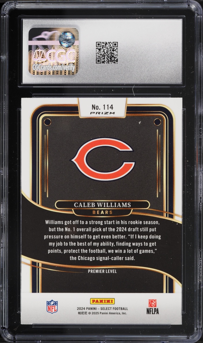 2024 Select Premier Level Red & Blue Shock Caleb Williams ROOKIE #114 CGC 9 MINT