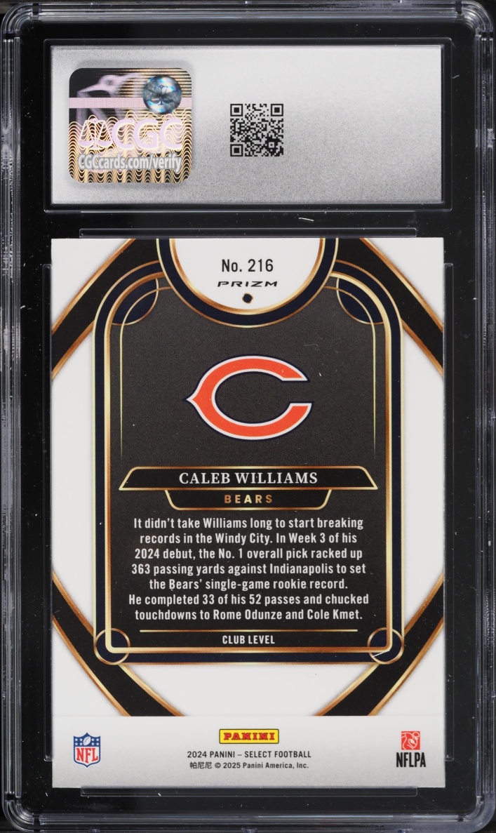 2024 Select Club Level Black & Red Shock Prizm Caleb Williams ROOKIE #216 CGC 8 NM-MT
