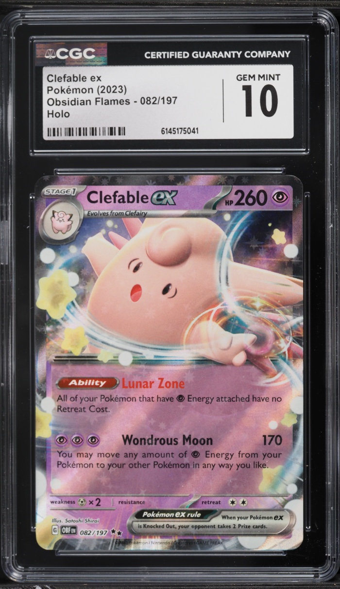 2023 Pokemon Scarlet & Violet Obsidian Flames Holo Clefable Ex #82 CGC 10 GEM MINT