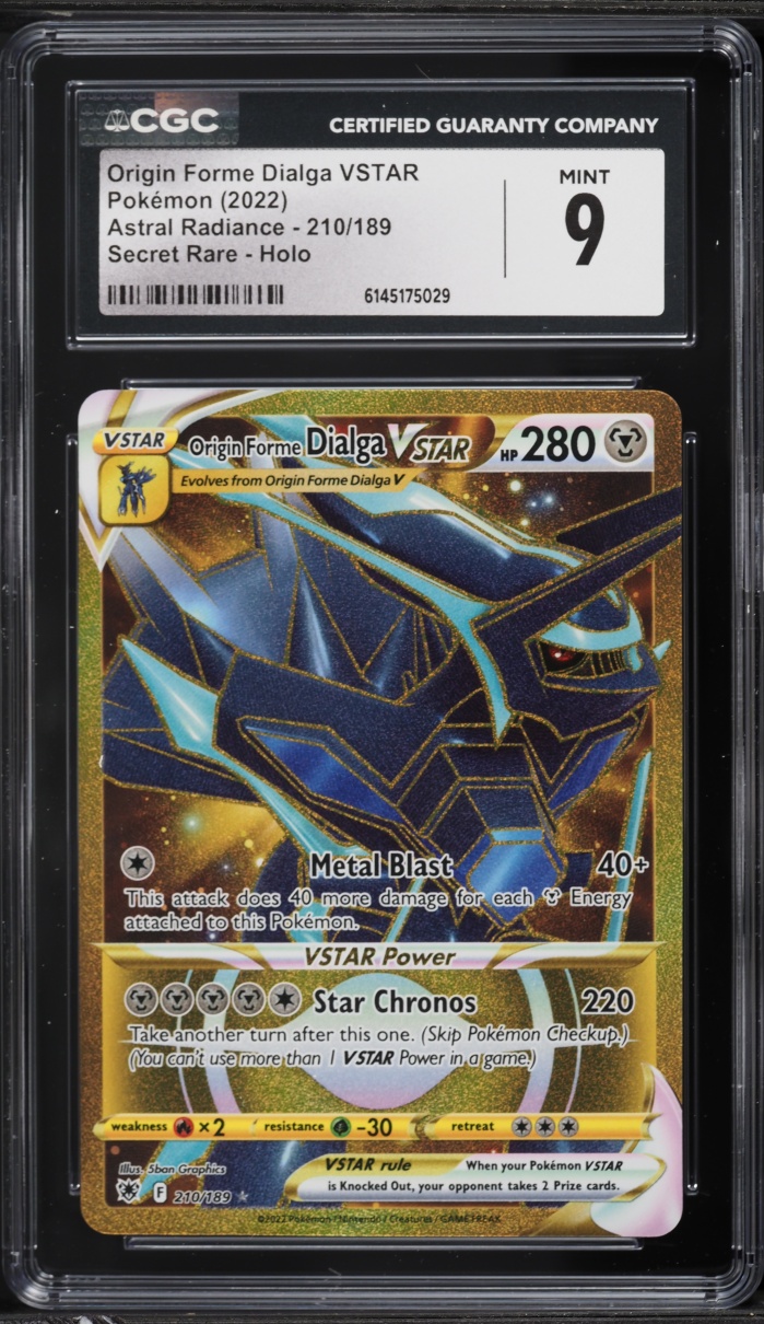 2022 Pokemon Sword & Shield Astral Radiance Gold Rare Origin Forme Dialga VSTAR #210 CGC 9 MINT