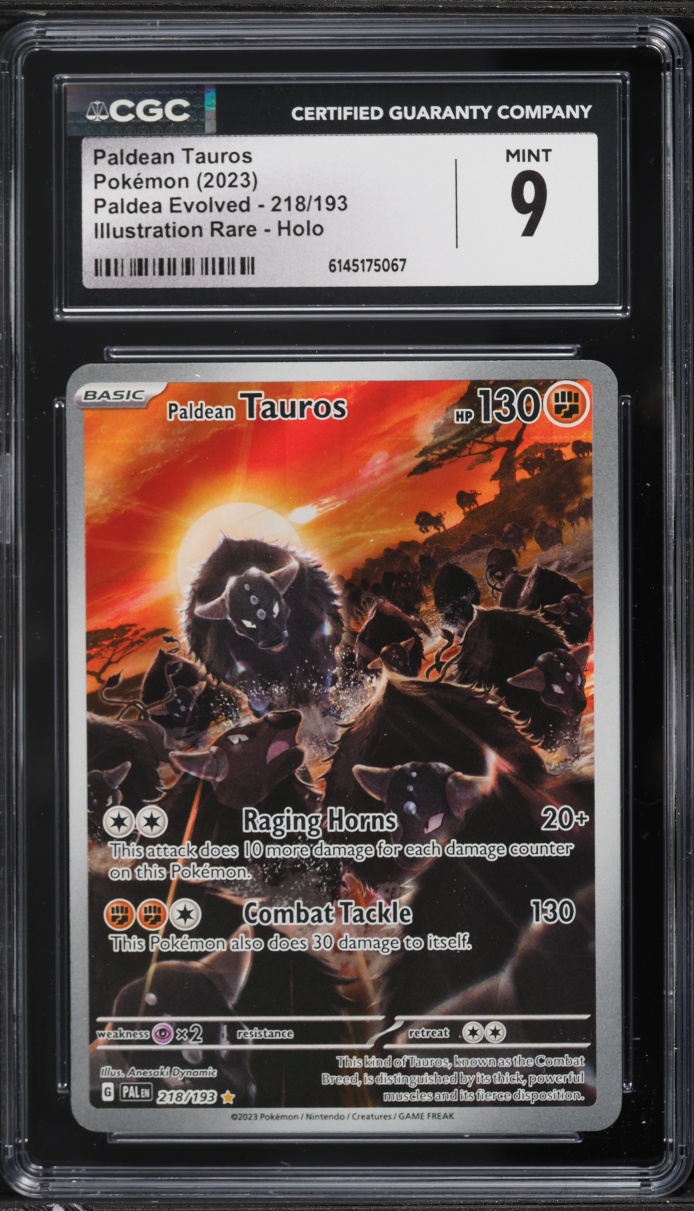 2023 Pokemon Scarlet & Violet Paldea Evolved IR Paldean Tauros #218 CGC 9 MINT