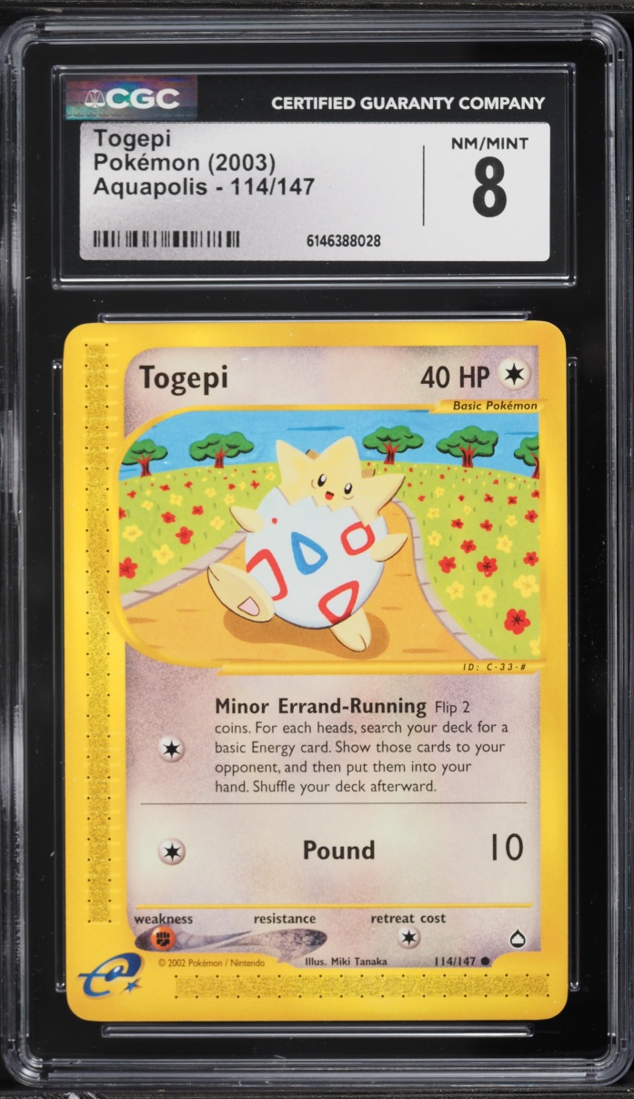 2003 Pokemon Aquapolis Togepi #114 CGC 8 NM-MT