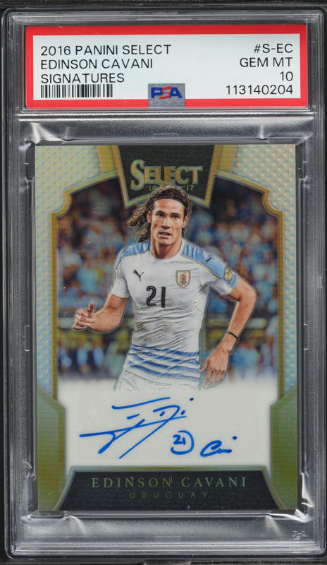 PSA9 Select Soccer Cavani カバーニ 直筆サインカード 2015 Select Purple Prizm Edinson Cavani /99 #50 CSG 10 GEM MINT on