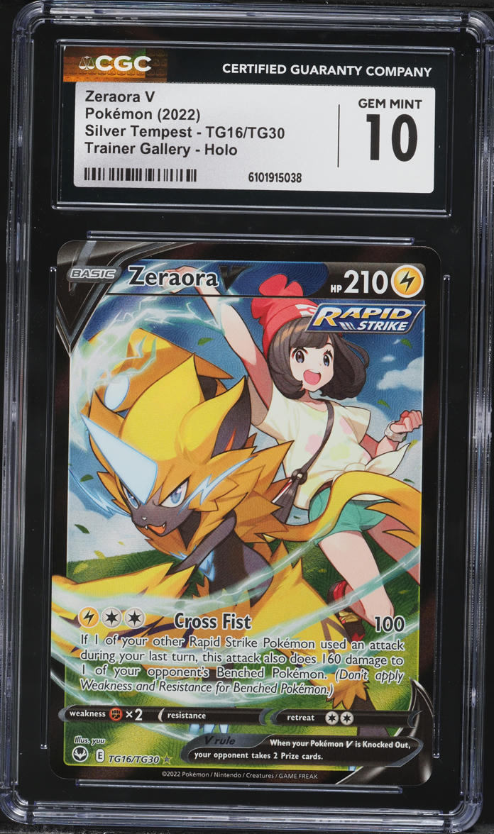 2022 Pokemon Sword & Shield Silver Tempest CHR Zeraora V #TG16 CGC 10 GEM MINT