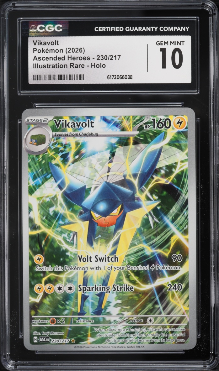 2026 Pokemon Mega Evolution Ascended Heroes IR Vikavolt #230 CGC 10 GEM MINT