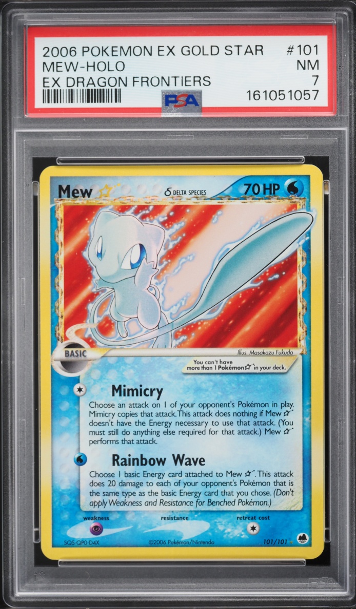 2006 Pokemon EX Dragon Frontiers Holo Mew Gold Star #101 PSA 7 NRMT