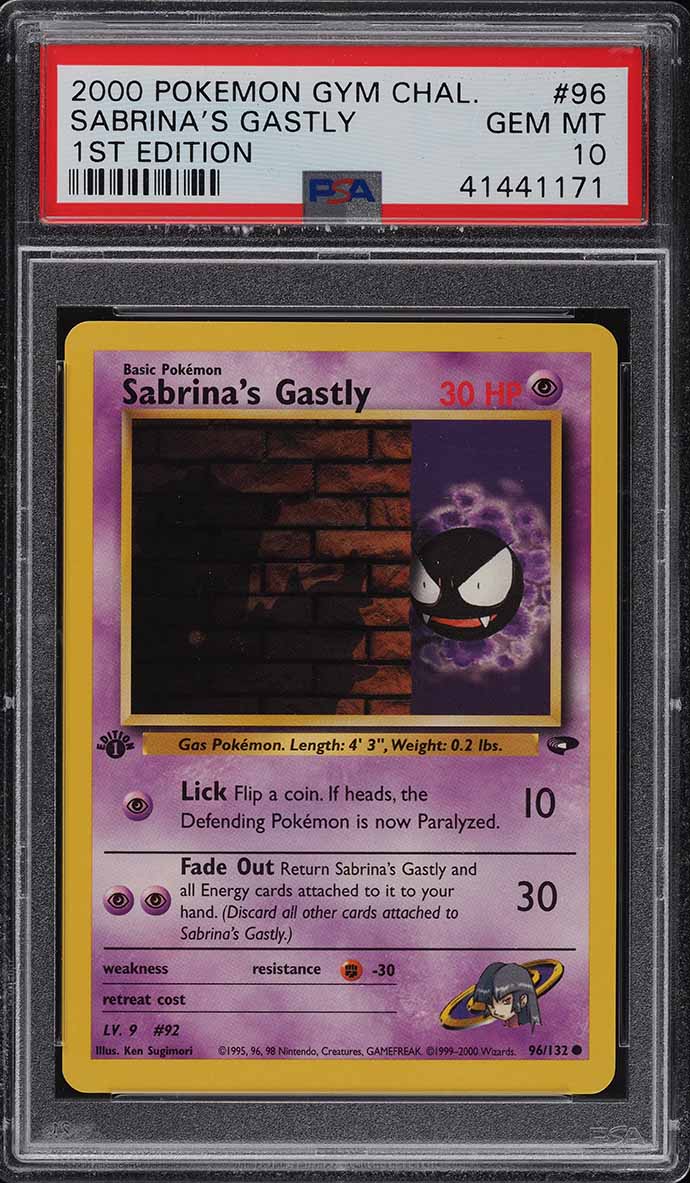 2000 Pokemon Gym Challenge 1st Edition Sabrina's Gastly #96 PSA 10 GEM MINT