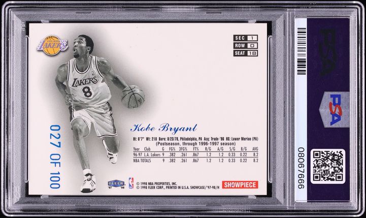 1997 Flair Showcase Legacy Collection Row 0 Kobe Bryant /100 #18