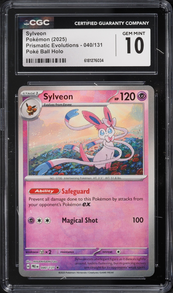 2025 Pokemon Scarlet & Violet Prismatic Evolutions Poke Ball Holo Sylveon #40 CGC 10 GEM MINT
