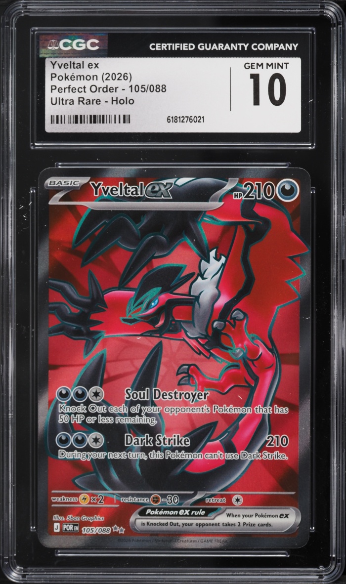 2026 Pokemon Mega Evolution Perfect Order Full Art Yveltal Ex #105 CGC 10 GEM MINT