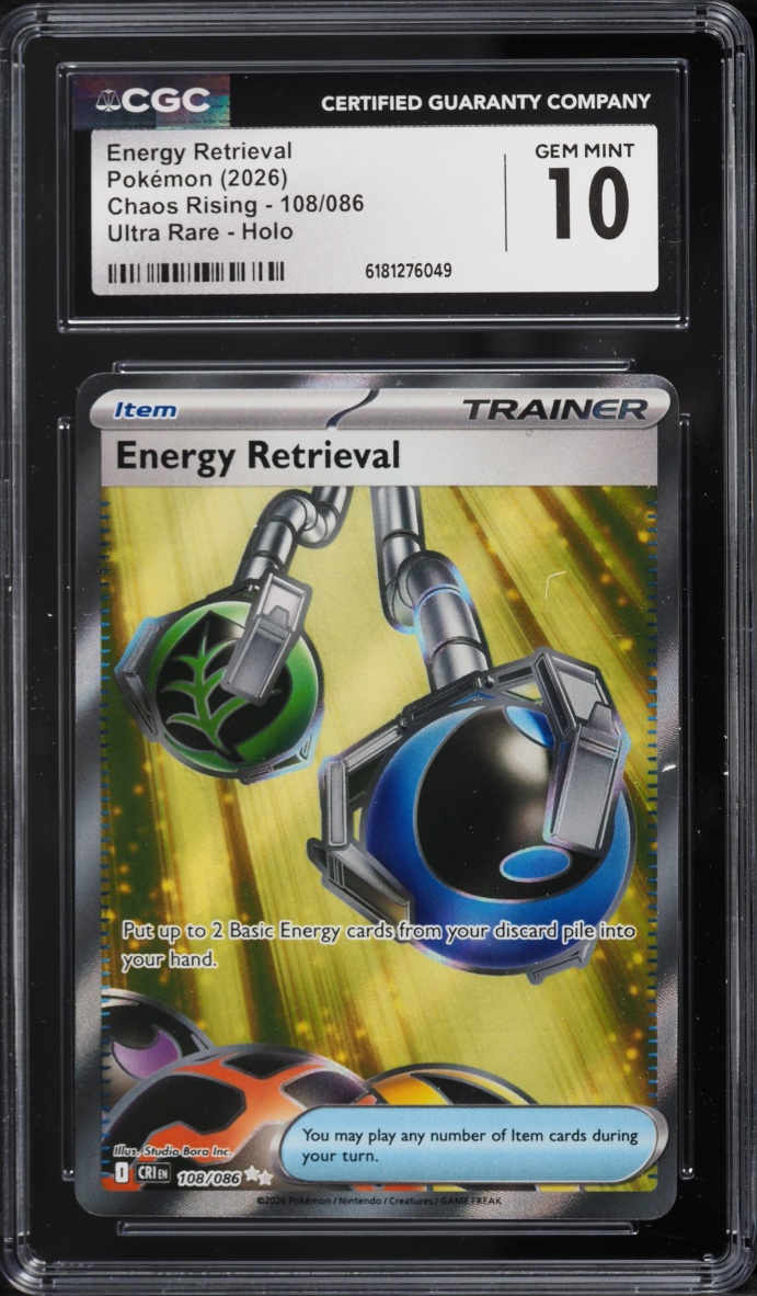 2026 Pokemon Mega Evolution Chaos Rising Full Art Energy Retrieval #108 CGC 10 GEM MINT