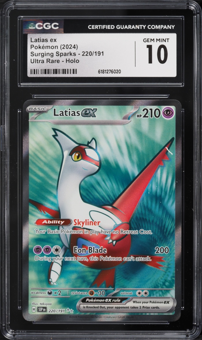 2024 Pokemon Scarlet & Violet Surging Sparks Full Art Latias EX #220 CGC 10 GEM MINT